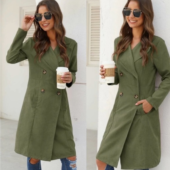 Olive Button Detail Jacket - Picture 3 of 3